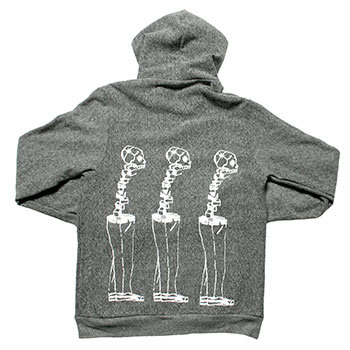 Brand New Triple Skeleton on American Apparel Salt and Pepper Zip-Up