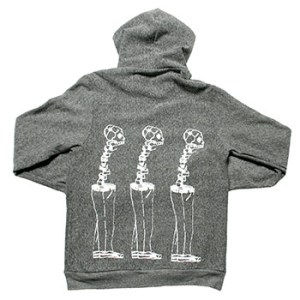 Brand New Triple Skeleton on American Apparel Salt and Pepper Zip-Up