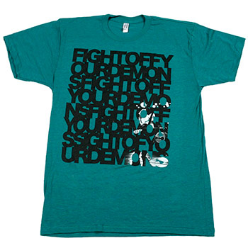Brand New Fight Off Your Demons T-Shirt in Evergreen. Brand: American Apparel
