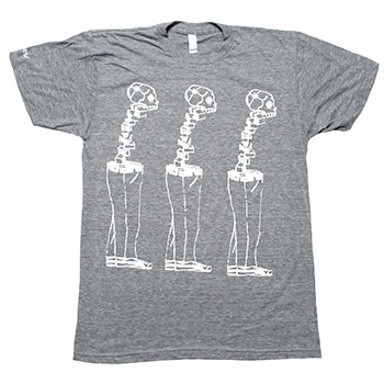 Brand New American Apparel Triple Skeleton Slim Fit T-Shirt in grey