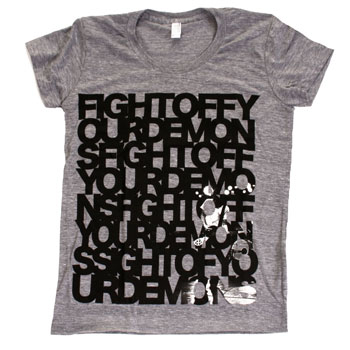 Brand New Fight Off Your Demons Women's T-Shirt in Heather Grey. Brand: American Apparel