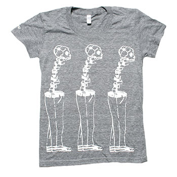 Brand New Women's Triple Skeleton on American Apparel Tri Blend Athletic Heather Slim Fit T-Shirt