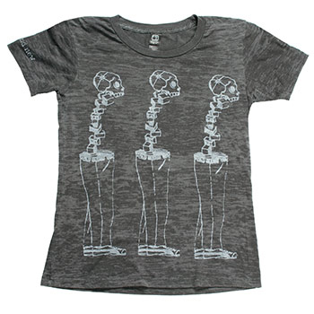 Brand New Women's Triple Skeleton Black Burnout T-Shirt