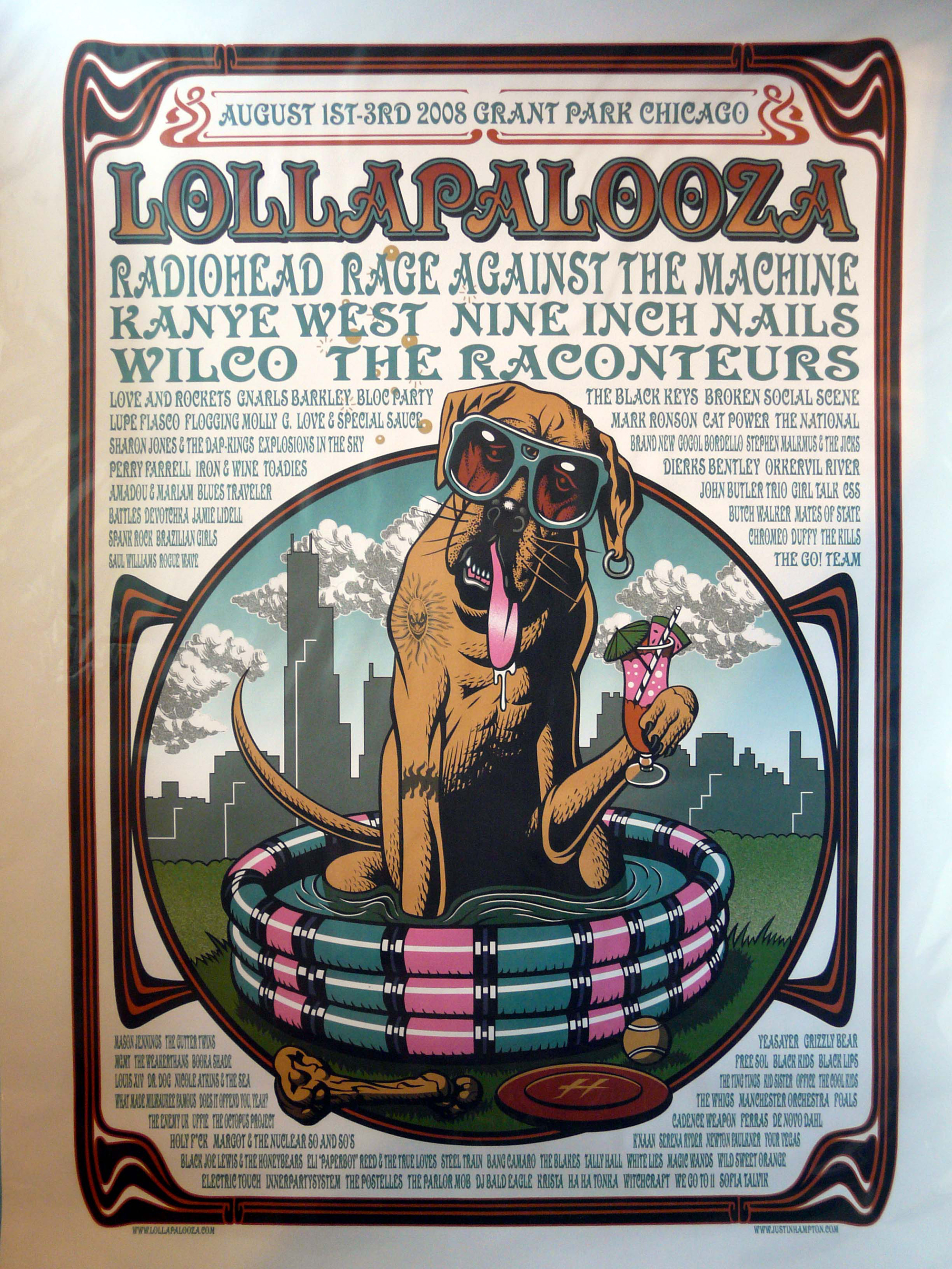 2008 Lollapalooza Commememorative Poster by Justin Hampton.