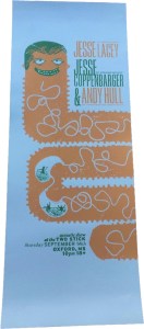 Jesse Lacey, Jesse Coppenbarger, and Andy Hull solo show poster by Sasha Barr