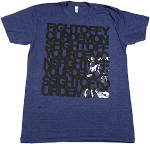 Fight Off Your Demons on American Apparel Tri-Blend Indigo Slim Fit